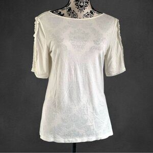 NWT Marks & Spencer M&S Collection Ivory Ruffle Sleeve Tee